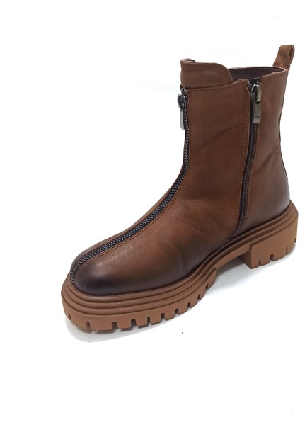 Kahve Taba Deri Kadın Postal Bot Ayakkabı modelleri