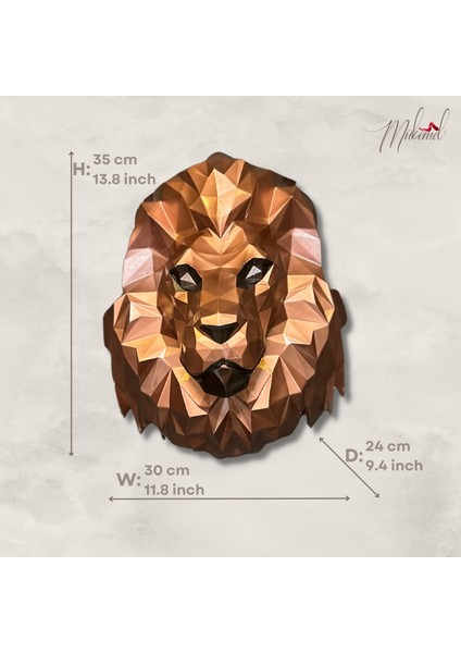 El yapımı aslan origami duvar süsü –hayvan figürlü dekoratif bir tasarım- Mükemel Özgün Tasarım