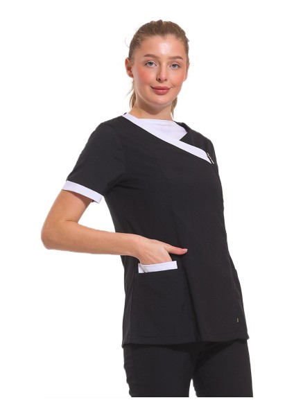 Acacia - Kadın Likralı Siyah Üniforma Üst