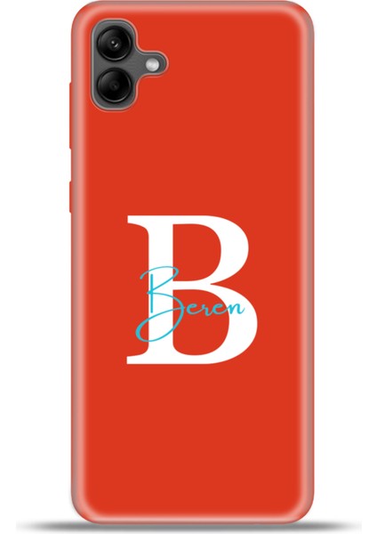 Samsung Galaxy A04 Kılıf Silikon Esnek Kamera Koruma Kişiye Özel Isim Harf Zao Kırmızı - B