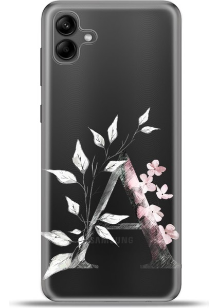 Samsung Galaxy A04 Kılıf Esnek Silikon Kamera Koruma Kişiye Özel Harfler Flora - A Harfi
