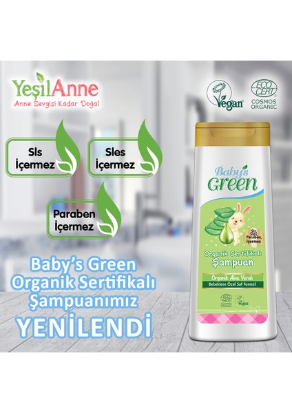 Baby's Green  Aloeveralı  Organik BEBEK  Şampuan+  Organik Aloeveralı Şampuan Seti 400 ml