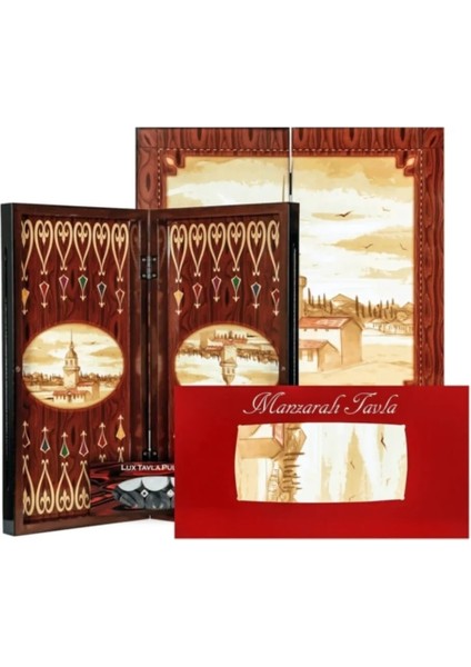 Manzaralı Polyester Tavla Kız Kulesi Büyük