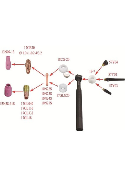 20 Pens Ekipmanları Tungsten Pens Gö WP18 WP17F WP17V Dia 2.0mm (Yurt Dışından)