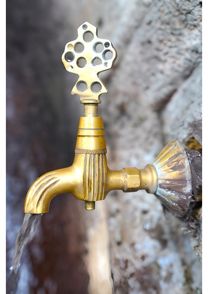 Osmanlı Musluğu Antika Pirinç Hamam Banyo Cami Şadırvan Musluğu Nostaljik Musluk Sarı