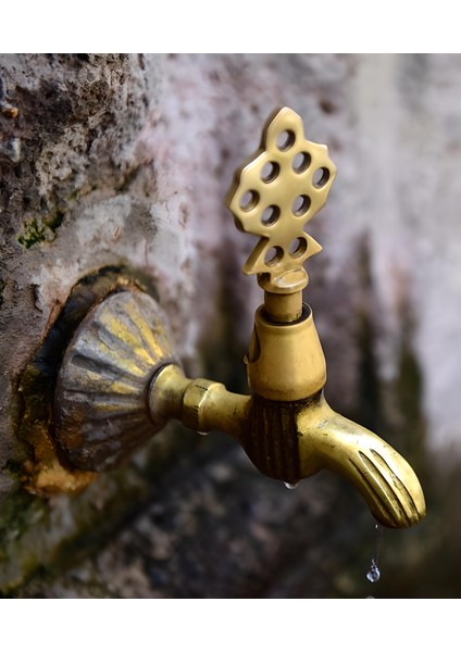 Osmanlı Musluğu Antika Pirinç Hamam Banyo Cami Şadırvan Musluğu Nostaljik Musluk Sarı