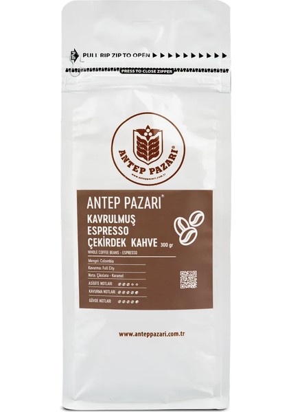 ANTEP PAZARI Espresso Çekirdek Kahve Whole Coffee Beans Colombia 300 gr