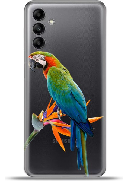 Samsung Galaxy A04S Kılıf Esnek Silikon Kamera Koruma 4K Desenli Özel Tasarım - Macaw Papağan