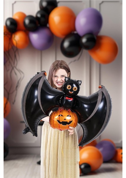 Cadılar Bayramı Balonu Yarasa Balkabağı Halloween Balonu