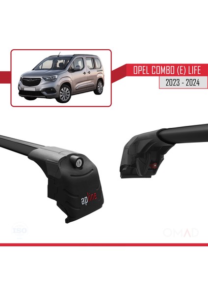Opel Combo (E) Life 2023 ve Sonrası ile Uyumlu Ace-2 Ara Atkı Tavan Barı Siyah