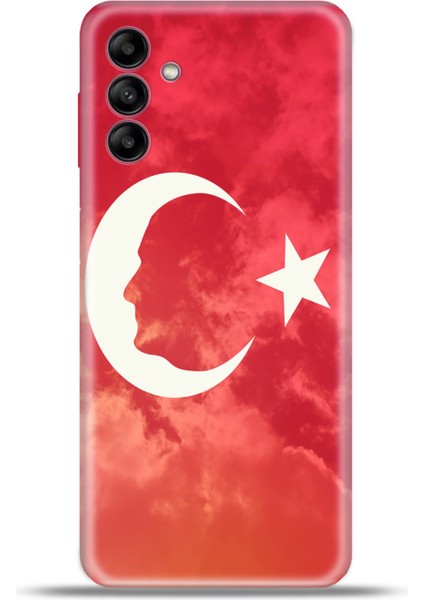 Samsung Galaxy A04S Kılıf Esnek Silikon Kamera Koruma 4K Desenli Özel Tasarım - Ay Yildiz Atatürk