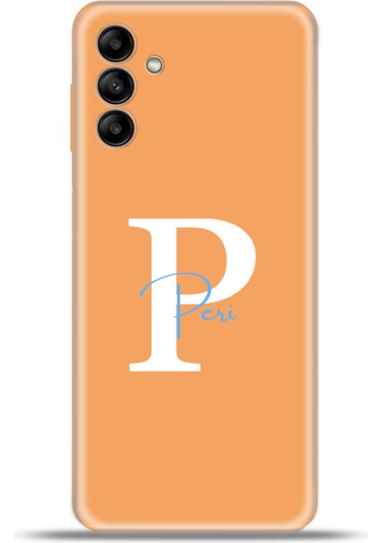 Samsung Galaxy A04S Kılıf Silikon Esnek Kamera Koruma Kişiye Özel Isim Harf Zao Turuncu - P