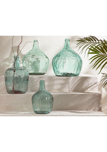Recycled Demijohn Cam Vazo 9 x 9 x 44 cm Yeşil modelleri
