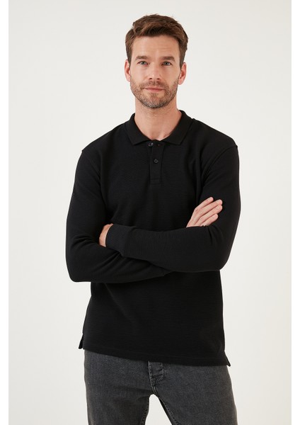 % 100 Pamuk Relaxed Fit Düğmeli Polo Yaka Sweat Erkek Sweat 5905501 fırsatları