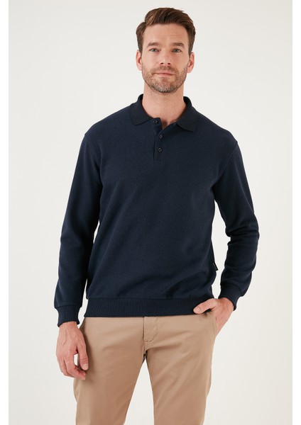 Pamuk Karışımlı Regular Fit Polo Yaka Kazak Erkek Kazak 456223 fırsatları