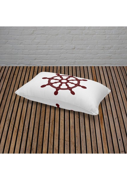 Bordo Dümen 30CM x 50CM / Marin Temalı Çift Taraflı Kırlent Kılıfı