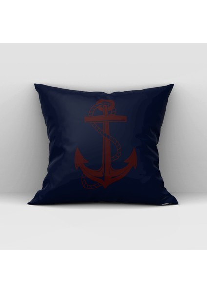 Bordo Çapa / Naval Blue Marin Temalı Çift Taraflı Kırlent Kılıfı 2 Adet