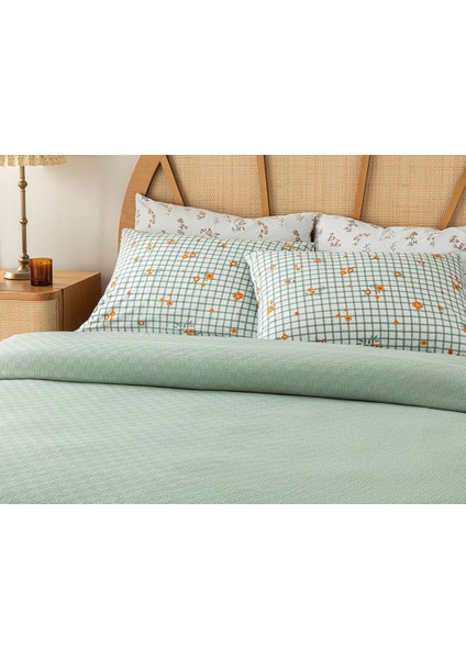 Plain Pamuklu Çift Kişilik Pike 200X220 cm Yeşil