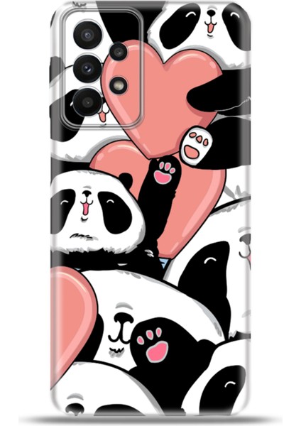 Samsung Galaxy A23 Kılıf Esnek Silikon Kamera Koruma 4K Desenli Özel Tasarım - Sevimli Panda