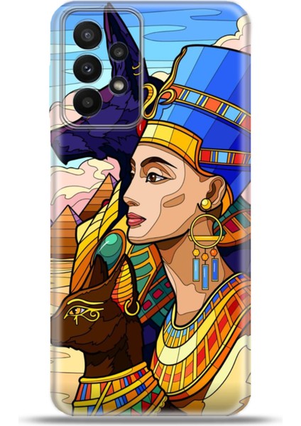 Samsung Galaxy A23 Kılıf Esnek Silikon Kamera Koruma 4K Desenli Özel Tasarım - Mısır Tanrısı