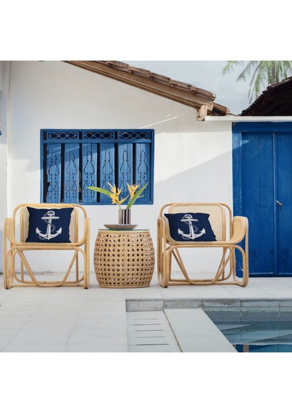 Çapa Navy Blue / Marin Temalı Çift Taraflı Kırlent Kılıfı 2 Adet modelleri