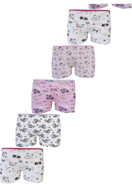 6'lı Baskılı Kız Çocuk Elastan Empirme Boxer Şort TTK0849 fiyatları