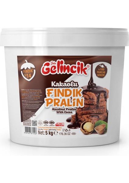 Kahvaltılık Sürülebilir Katkısız 5 kg Kova Kakaolu Fındık Pralin