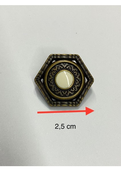 Italyan Trençkot Düğme Takımı , Köşeli Model , Antik Sarı 6'Lı Set 2,5 cm