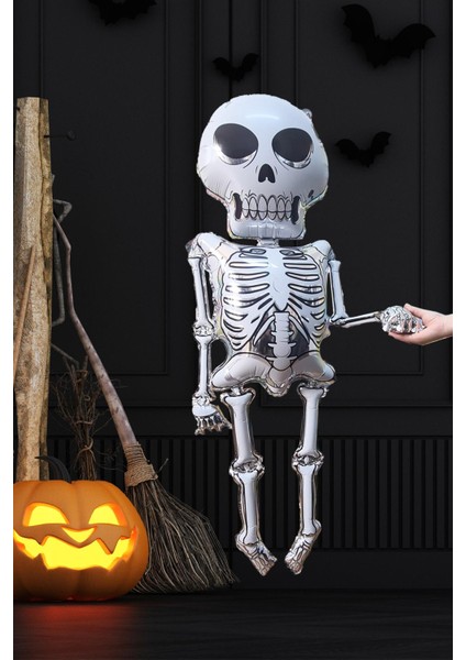 Cadılar Bayramı Balonu İskelet Şeklinde Parlak Halloween İskelet Balon