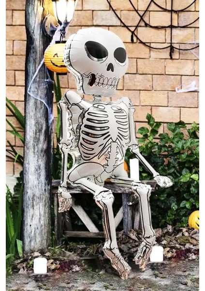 Cadılar Bayramı Balonu İskelet Şeklinde Parlak Halloween İskelet Balon modelleri