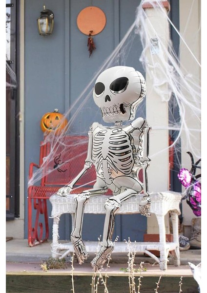 Cadılar Bayramı Balonu İskelet Şeklinde Parlak Halloween İskelet Balon fırsatları