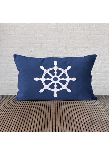 Dümen Navy Blue 30CM x 50CM / Marin Temalı Çift Taraflı Kırlent Kılıfı