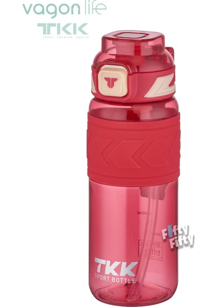 Tkk 600 ml Çift Kullanım Pipetli/rahat Içim Bpa Içermeyen Taşıma Askılı Tritan Su Matarası FFTKK1019-600