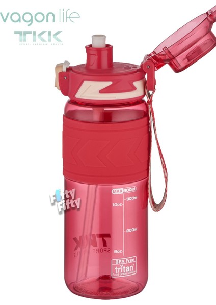 Tkk 600 ml Çift Kullanım Pipetli/rahat Içim Bpa Içermeyen Taşıma Askılı Tritan Su Matarası FFTKK1019-600 fiyatları