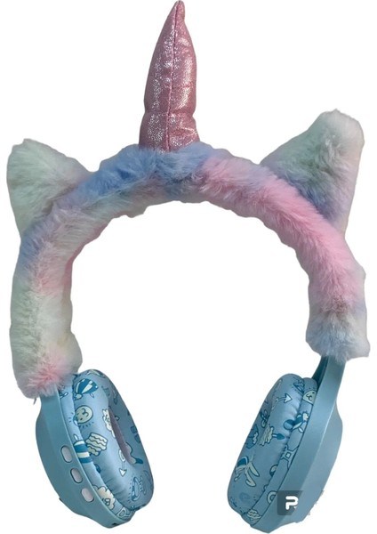 BK-681 Peluş Unicorn Kablosuz 5.0 Mikrofonlu Sd Kart Girişli Kulak Üstü Bluetooth Kulaklık