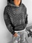 Oversize Desenli Kapüşonlu Sweatshirt Siyah 2