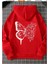 Kapüşonlu Beyaz Kelebek Sırt Baskılı 3 İplik Şardonlu Kışlık Kız Çocuk Sweatshirt 1