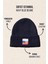 Navy Blue Beanie Lacivert Dokuma Etiketli Soft Yıkama Yünlü Katlamalı Örgü Bere 3