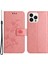 Iphone 14 Pro Telefon Kılıfı 6.1 Inç Kelebek Çiçeği Baskılı Pu Deri Deri Flip Cüzdan Standı Strap-Pink ile Çizgiye Dönüşüm Anti Telefon Kapağı (Yurt Dışından) 1
