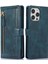 Iphone 14 Pro Fone Case Için Çizgi Anti-Karakter Zipper Cep Şok Geçirmez Pu Deri Deri Telefon Flip Cüzdan Kapak Stand Manyetik Toka Mavisi (Yurt Dışından) 1