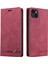 Iphone 14 Için Anti-Drop Rfıd Engelleme Cilt Duygu Hissediyor Pu Deri Standı Cüzdan Telefon Case-Dark Kırmızı (Yurt Dışından) 1