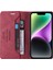 Iphone 14 Için Anti-Drop Rfıd Engelleme Cilt Duygu Hissediyor Pu Deri Standı Cüzdan Telefon Case-Dark Kırmızı (Yurt Dışından) 2