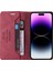 Iphone 14 Pro Telefon Kılıfı Için Çırpma Dayanıklı Rfıd Engelleme Cilt Touch Hissed Hissed Pu Deri Stand Cüzdan Telefon Vaka-Dark Kırmızı (Yurt Dışından) 2