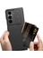 Samsung Galaxy Z Fold 5 Uyumlu Suni Deri Arka Yüzey Sürgülü Kamera Korumalı Kartlıklı Kıpta Silikon Kılıf 5