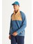 Erkek Indigo-karamel Standart Fit Normal Kesim Dik Bato Yaka Desenli Polar Sweatshirt 1
