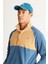 Erkek Indigo-karamel Standart Fit Normal Kesim Dik Bato Yaka Desenli Polar Sweatshirt 2