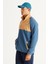 Erkek Indigo-karamel Standart Fit Normal Kesim Dik Bato Yaka Desenli Polar Sweatshirt 3
