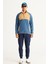 Erkek Indigo-karamel Standart Fit Normal Kesim Dik Bato Yaka Desenli Polar Sweatshirt 4