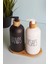 Bambu Standlı 2’li Siyah-Beyaz Mutfak Sıvı Sabunluk ve Deterjanlık Seti 500ML+500ML 2