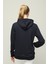 Kadın Regular Uzun Kollu Bisiklet Yaka Baskılı Kanguru Cepli Sweatshirt 2